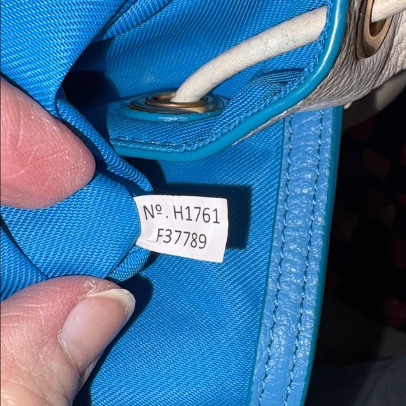 Coach Mini Backpack  F37789  leather cream/blue yellow red edging  2 turn locks main image 16